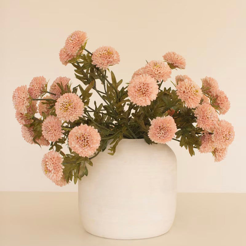 Artificial Light Pink Ball Dahlias | Seven Blooms