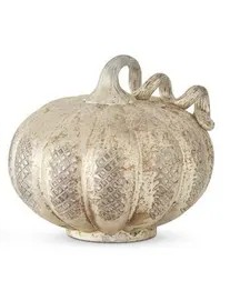 Champagne Mercury Glass Lattice Etched Pumpkin