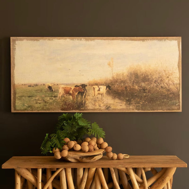 Field of Cows Painting on Burlap