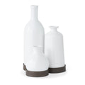 Cluster of 3 Ceramic Vases/Metal Base