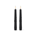 Pair of 8 Inch Black LED Drip Taper Candles