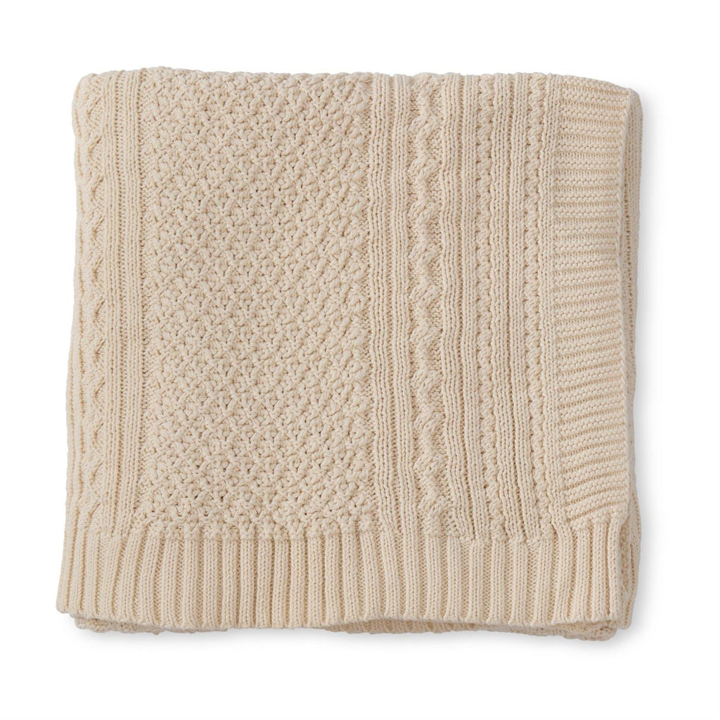 Natural Cream Cable Knit Cottom Throw Blanket