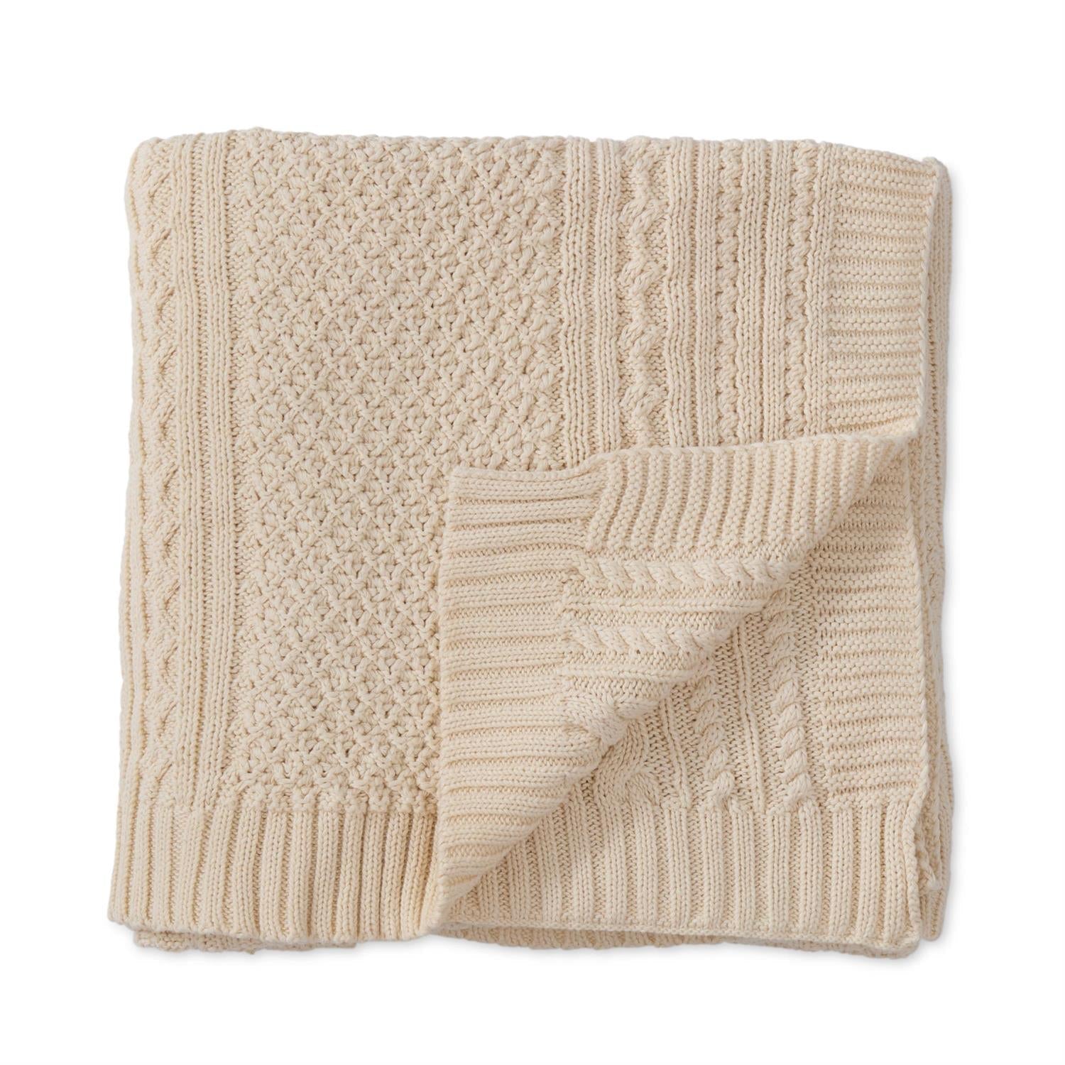 Natural Cream Cable Knit Cottom Throw Blanket
