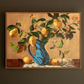 Framed Lemon in a Blue Vase Print