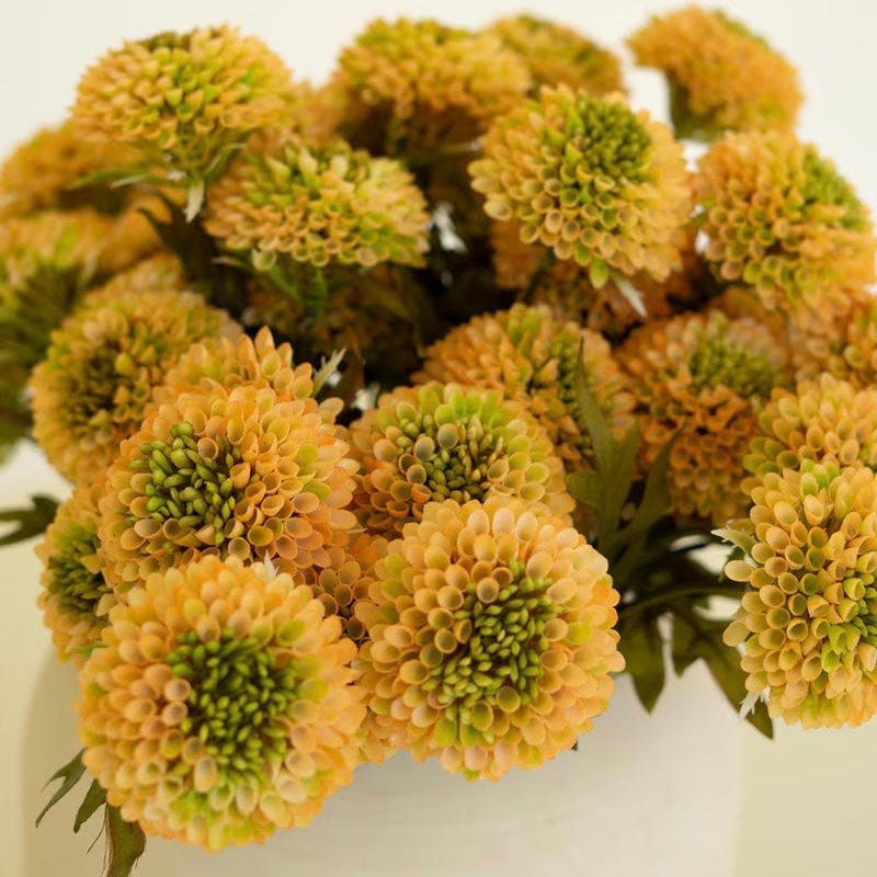 Artificial Yellow Ball Dahlias | Seven Blooms