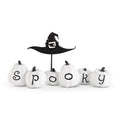 "SPOOKY" Pumpkins w/Metal Witch Hat