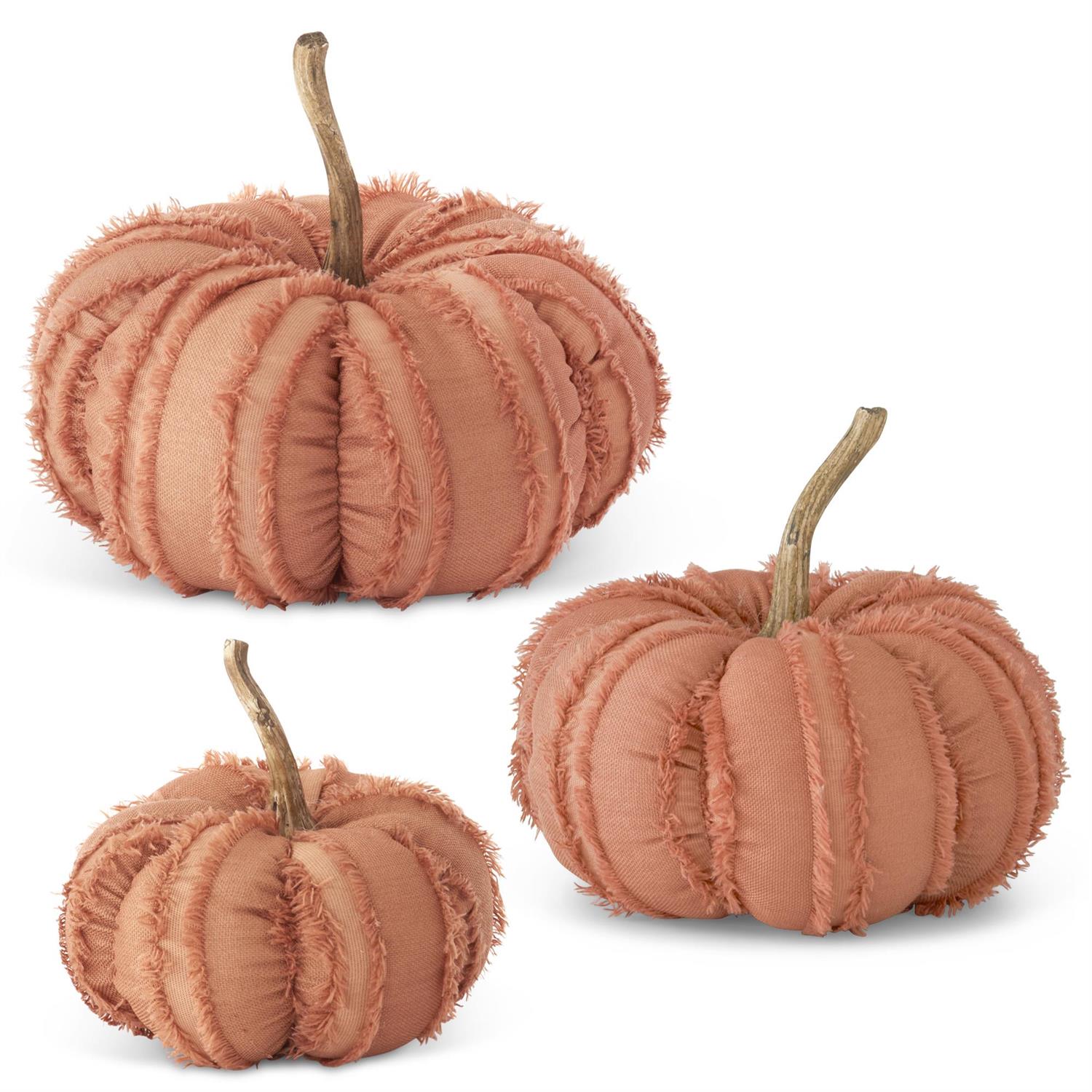 Orange Fabric Pumpkin with Fringe