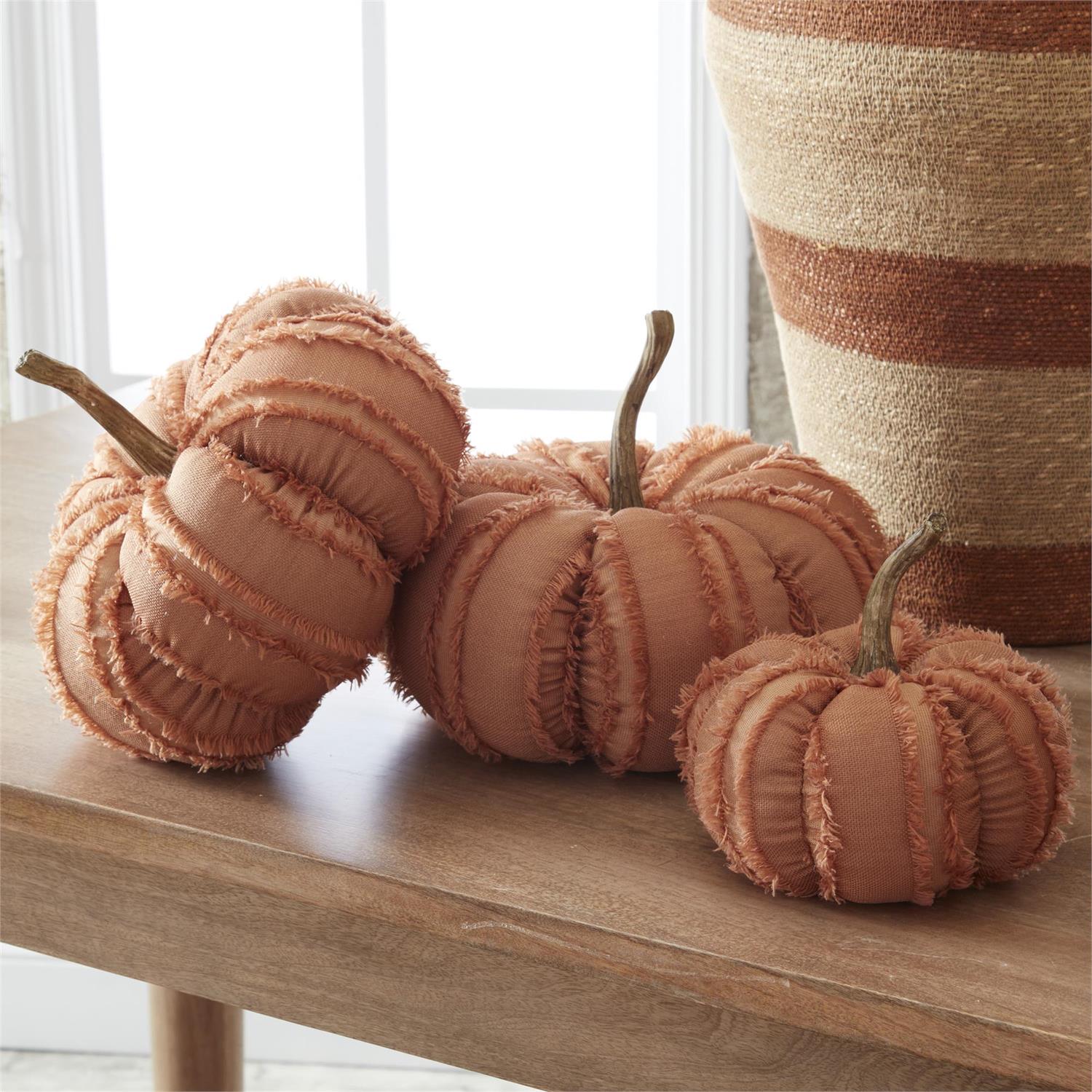 Orange Fabric Pumpkin with Fringe