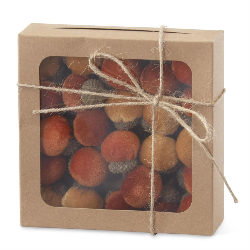 Box of 24 Mini Rust, Tan, & Orange Plush Acorns