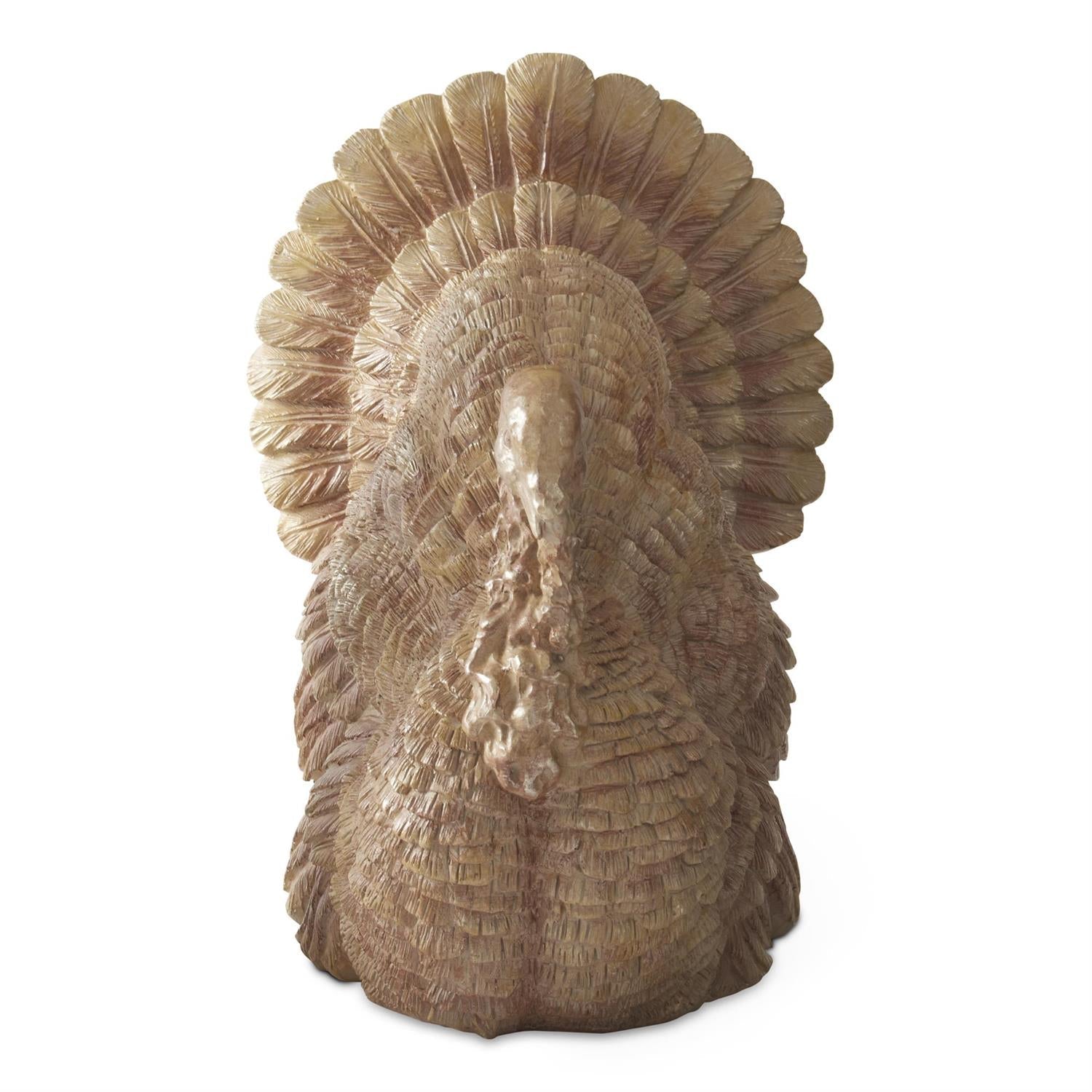 12 Inch Brown & Cream Resin Turkey