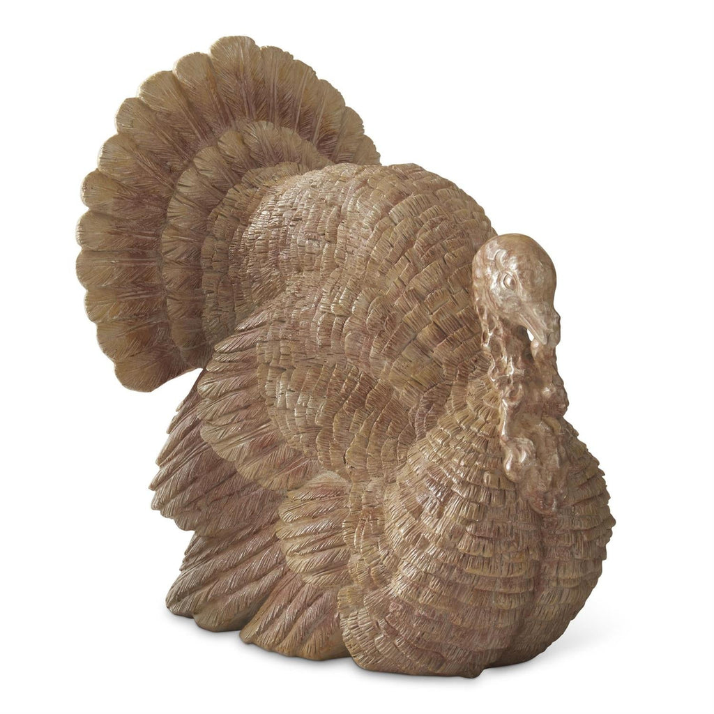 12 Inch Brown & Cream Resin Turkey