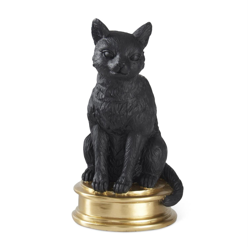 Black Cat Taper Candleholder on Gold Base