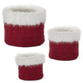 Fur Trimmed Red Knit Nesting Basket with liner