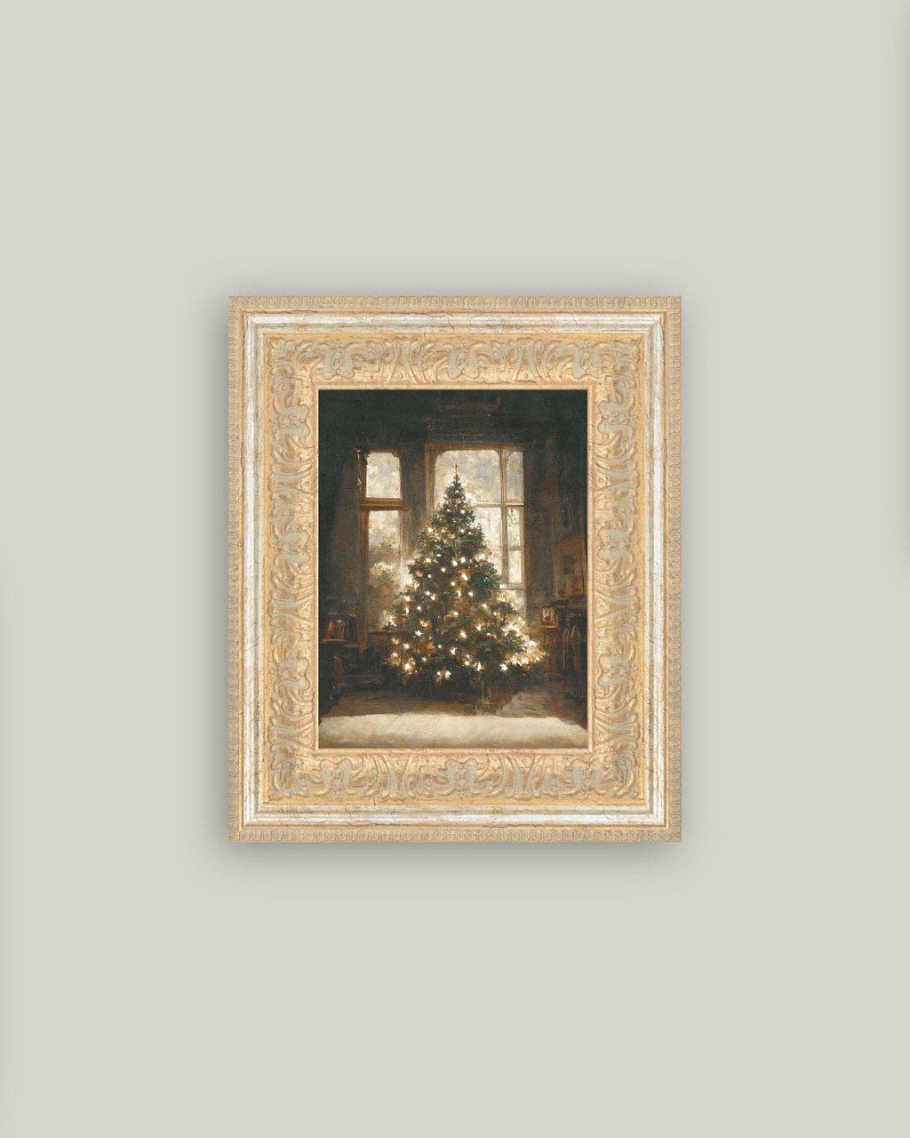 Glowing Christmas Tree Framed Antique Art