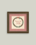 Merry and Bright Peppermint Stripe Vintage Style Framed Print