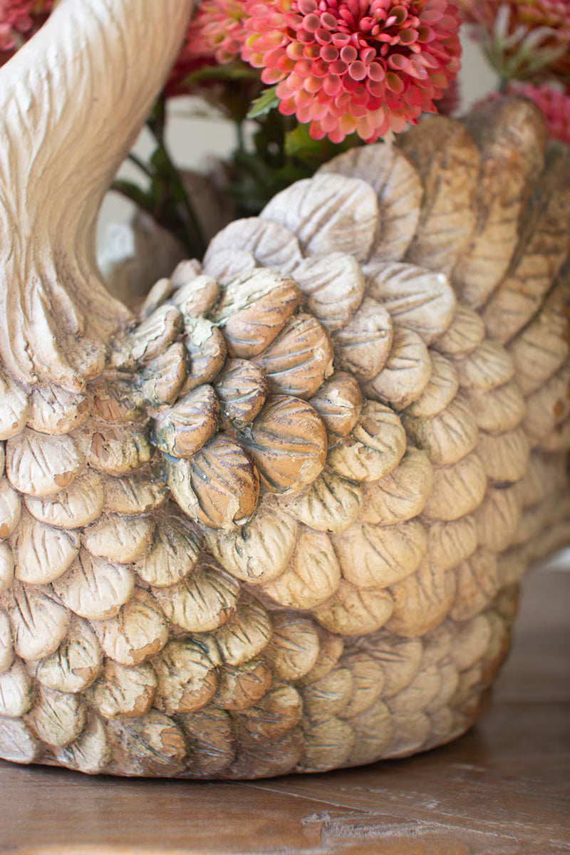 Faux Concrete Swan Planter