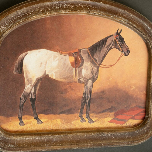 Arched Framed Horse Prints under Glass