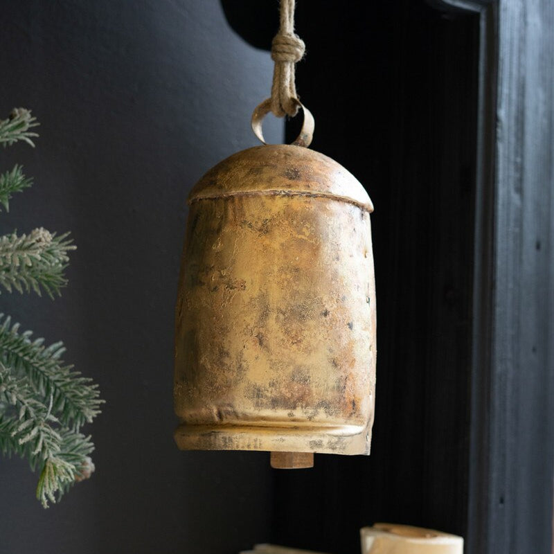 Large Antique Gold Christmas Bell