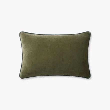 Liza Green Velvet Lumbar Pillow by Loloi