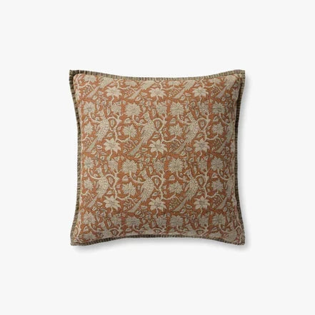 Linen Rust Floral Pillow by Loloi