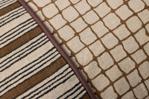 Brown Grid & Stripe Combo Lumbar Pillow by Loloi