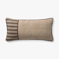 Brown Grid & Stripe Combo Lumbar Pillow by Loloi