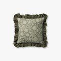 Kathleen Green Floral Ruffle Edge Pillow by Loloi