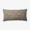 Brown Floral Lumbar Pillow w/ Stitched Detail by Loloi