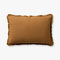 Dinah Grid Clay Ruffle edge Lumbar Pillow by Loloi