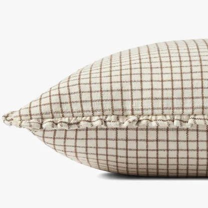 Dinah Ivory & Brown Ruffle Edge Pillow by Loloi