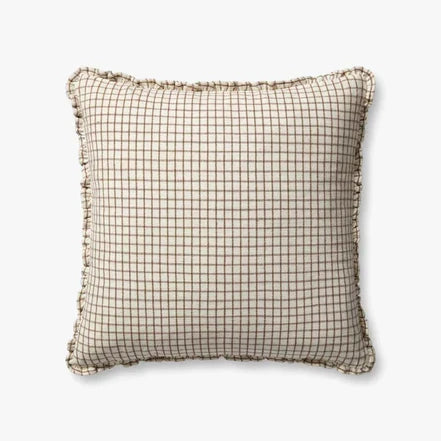 Dinah Ivory & Brown Ruffle Edge Pillow by Loloi