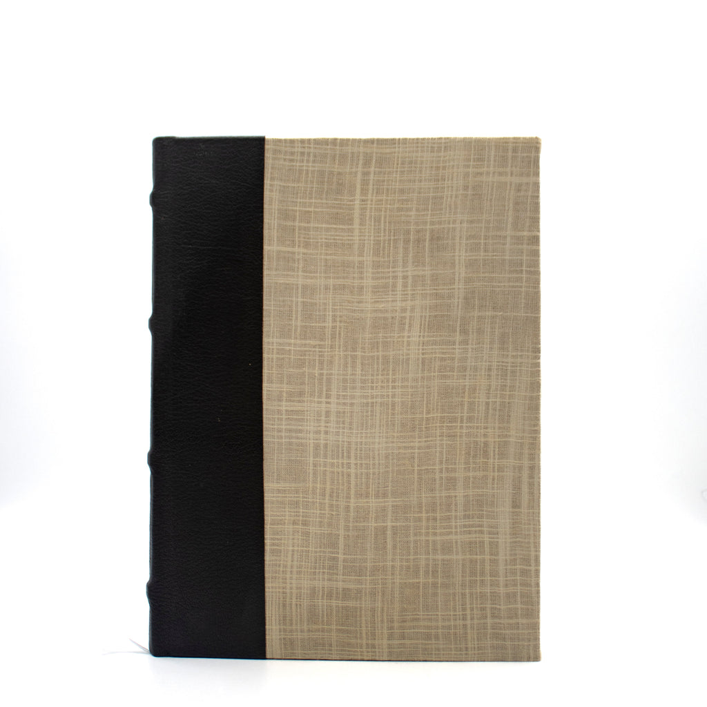 Linen Covered Journal | Brown Leather Spine