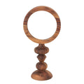Acacia Wood Vanity Mirror with Carved Base