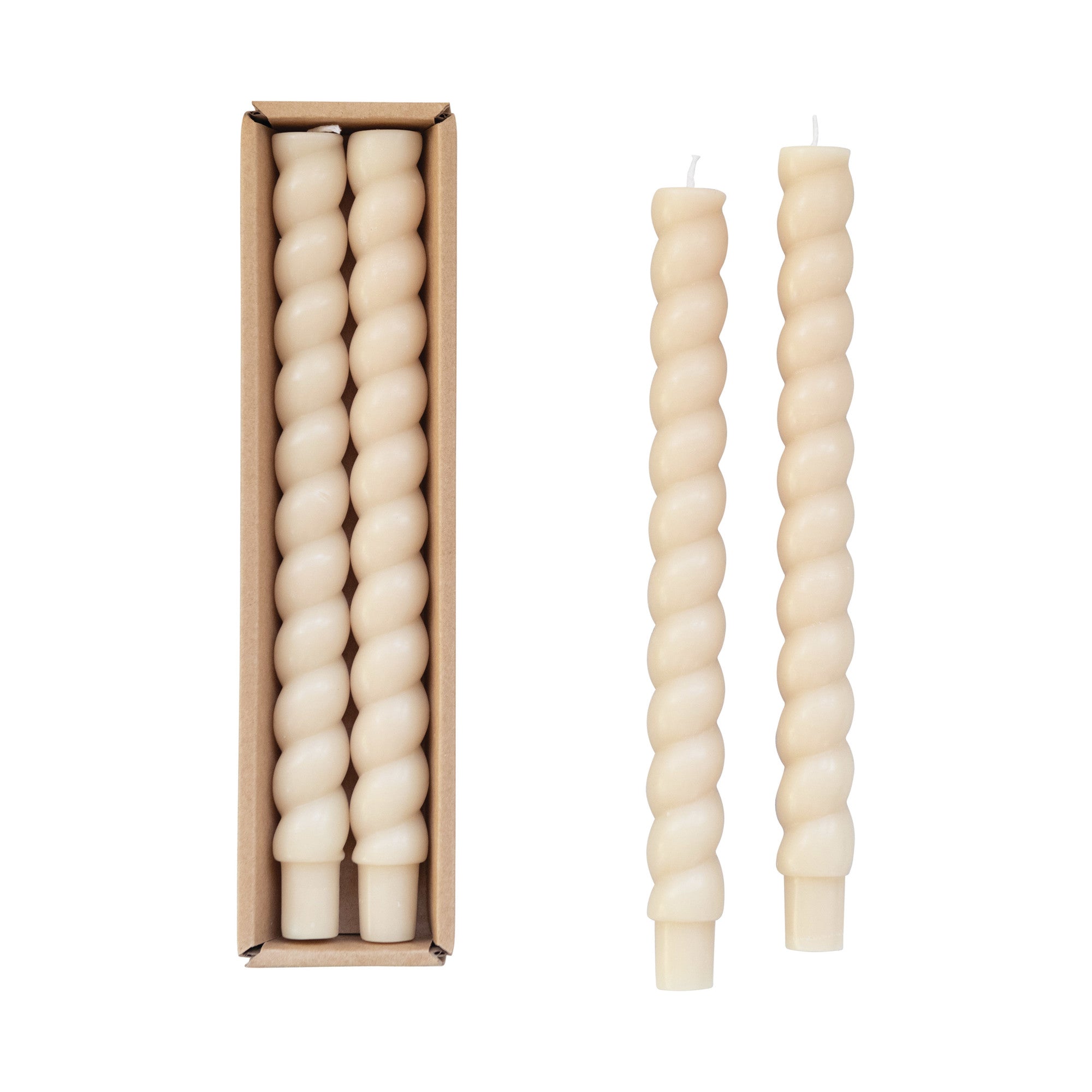 Pair of Unscented Twisted Taper Candles | Cream