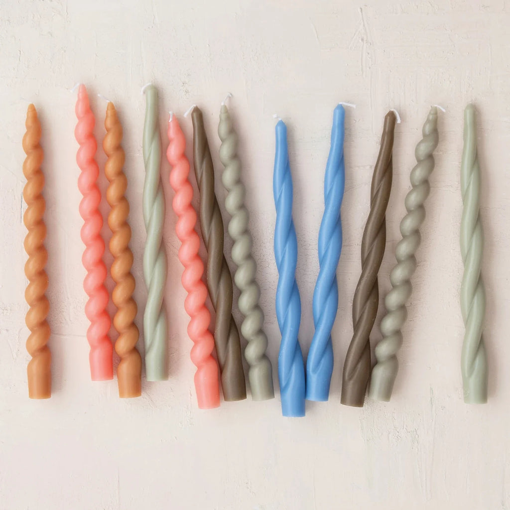 Pair of Unscented Twisted Taper Candles | Grey