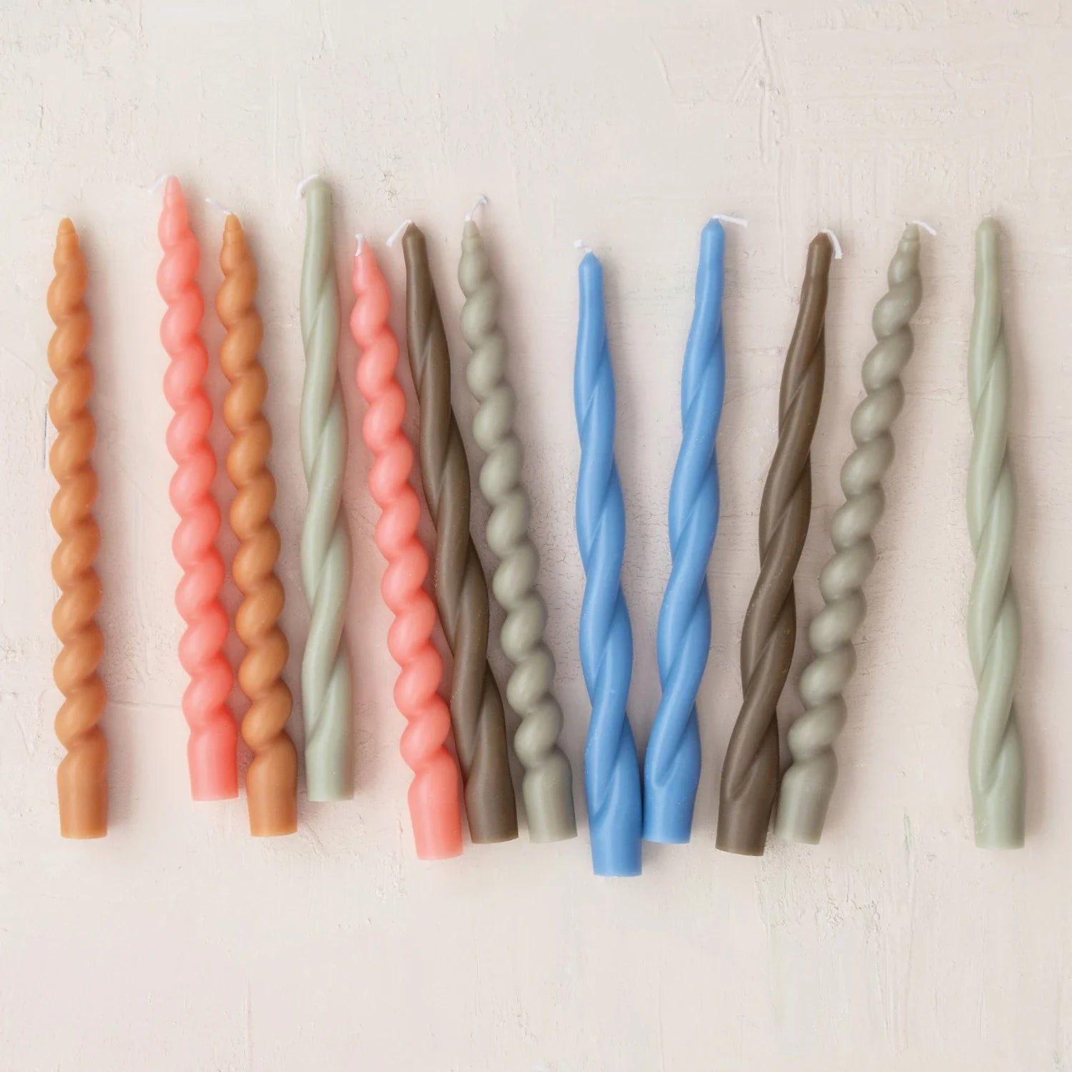 Pair of Unscented Twisted Taper Candles | Grey