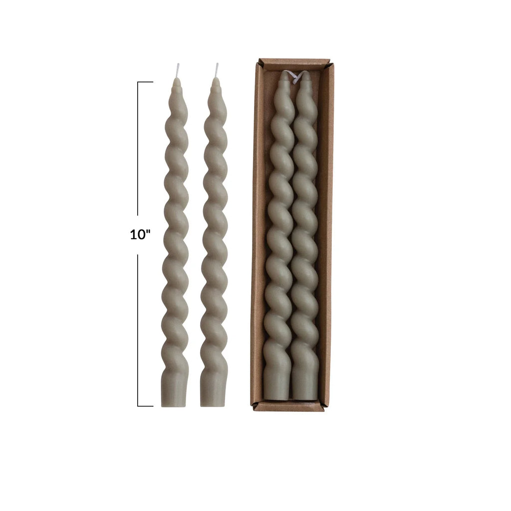 Pair of Unscented Twisted Taper Candles | Grey