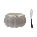 Ceramic Pumpkin Shaped Bowl with Canape Knife