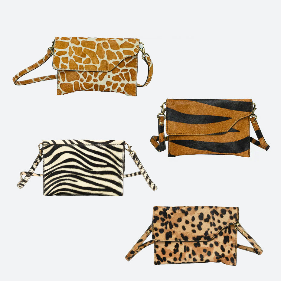 Faux Animal Print Crossbody Clutch