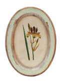Framed Glass Wall Decor with Flower Design | Distressed Wood