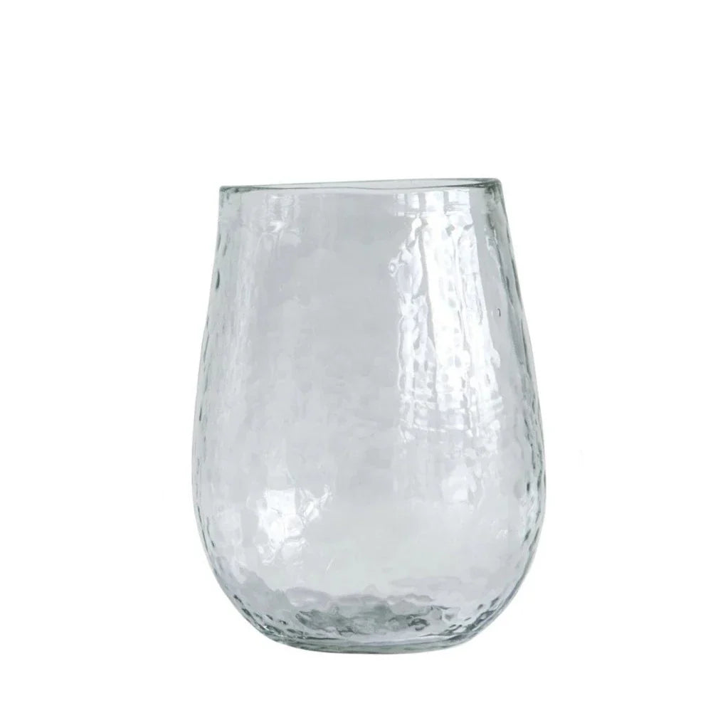 Hammered Glass Stemless Wine Glass