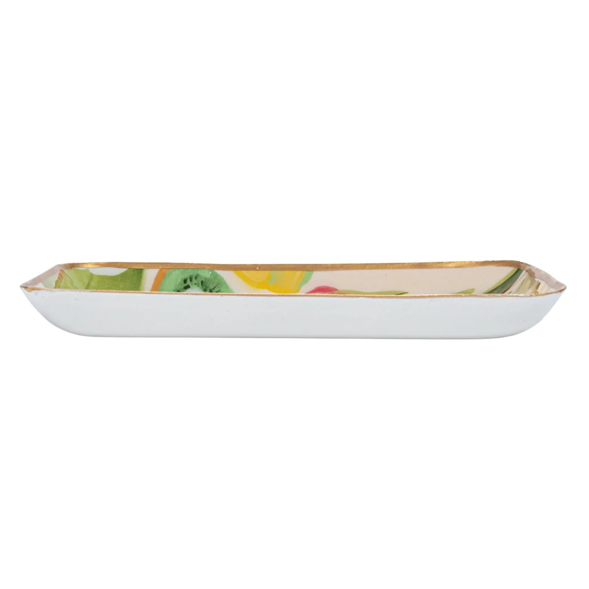 Abstract Print Enameled Metal Trays with Gold Rim