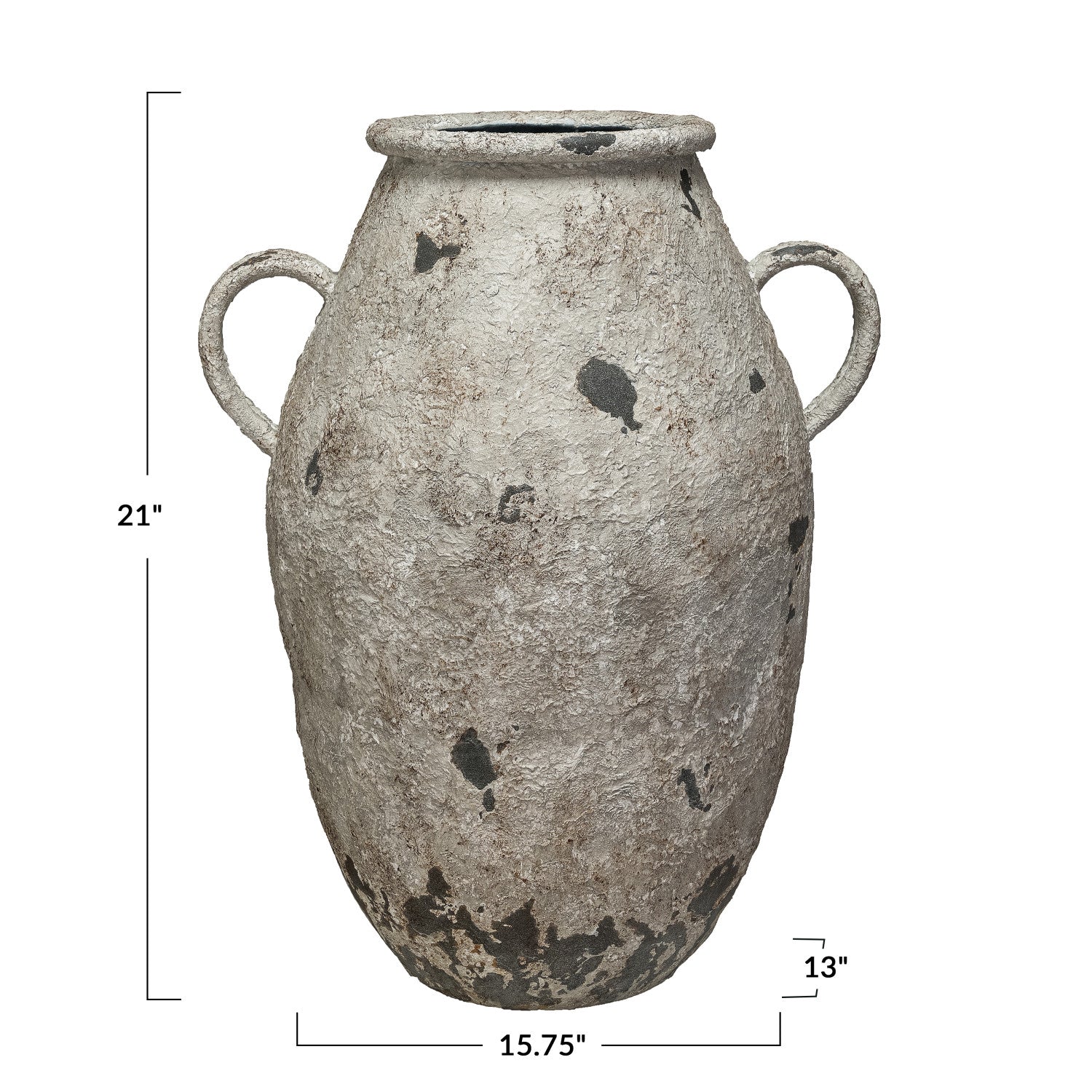Decorative Metal Urn with Handles