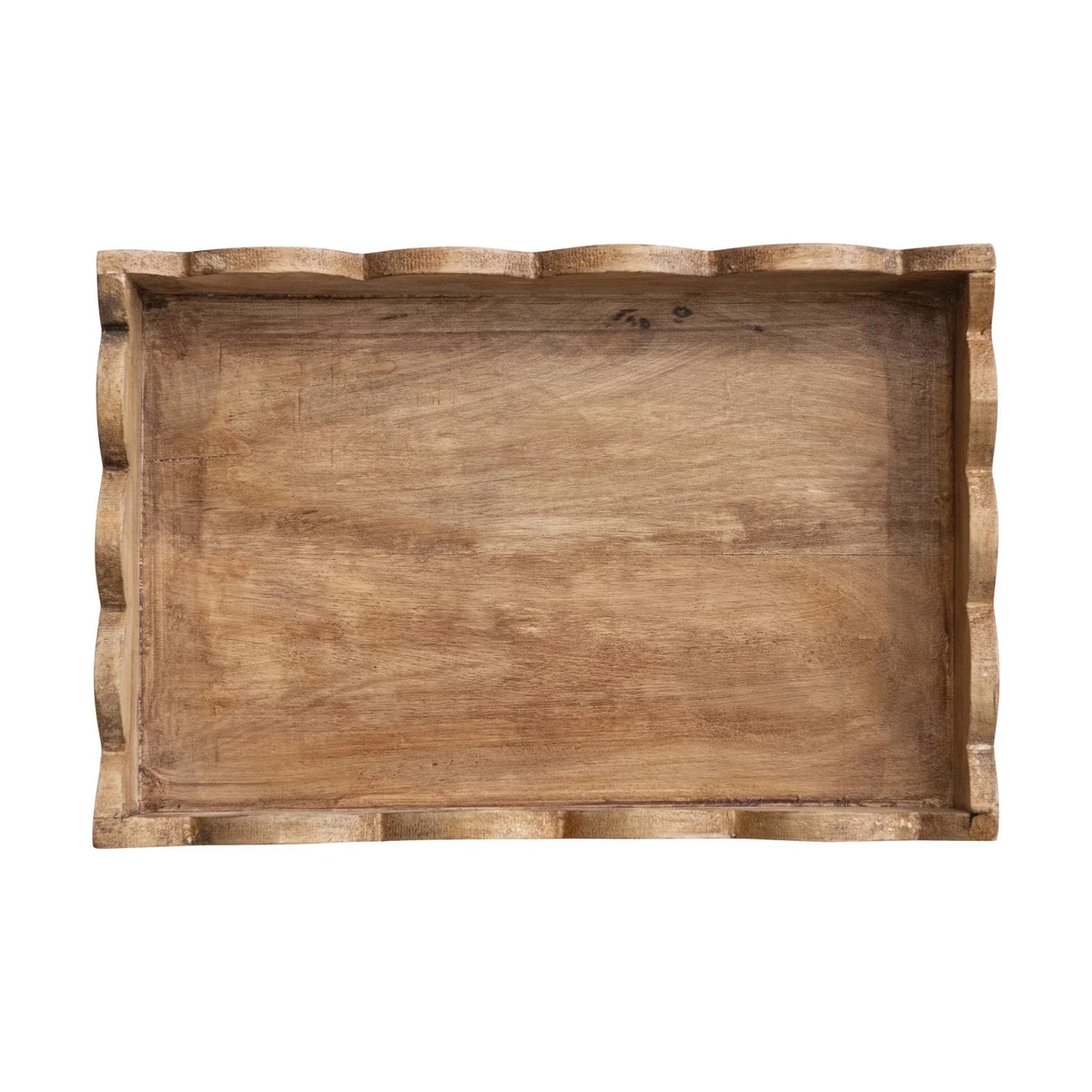 Mango Wood Tray with Scalloped Edge