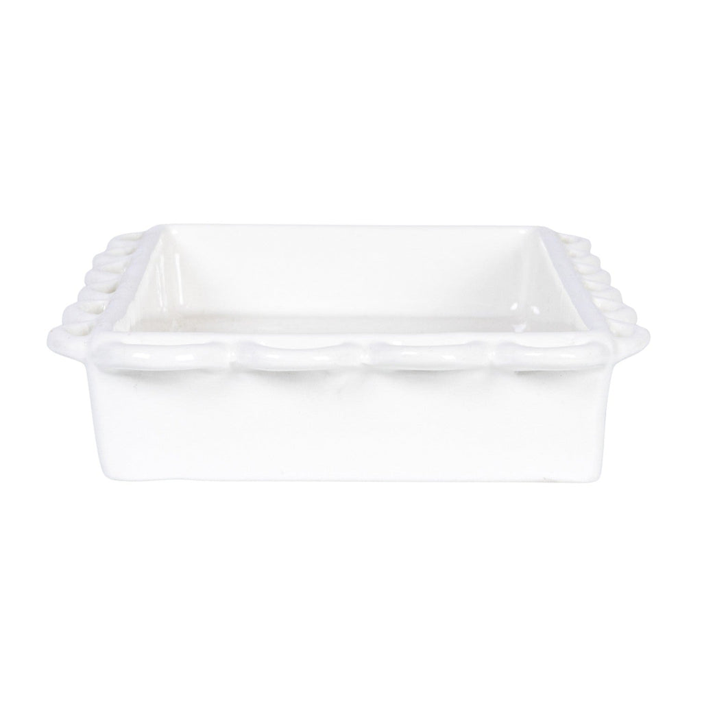 Decorative Scalloped Stoneware Napkin Holder | White