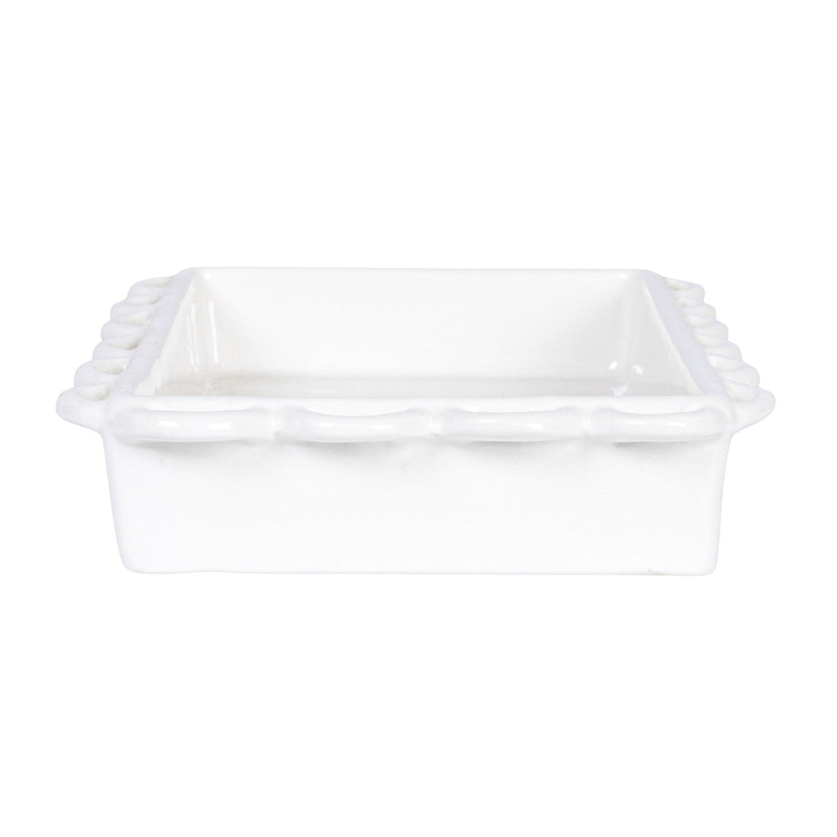 Decorative Scalloped Stoneware Napkin Holder | White