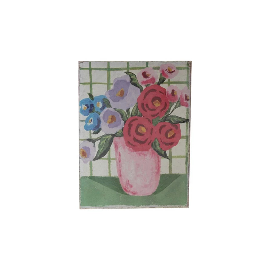 Canvas Wall Decor with Flowers in Vase