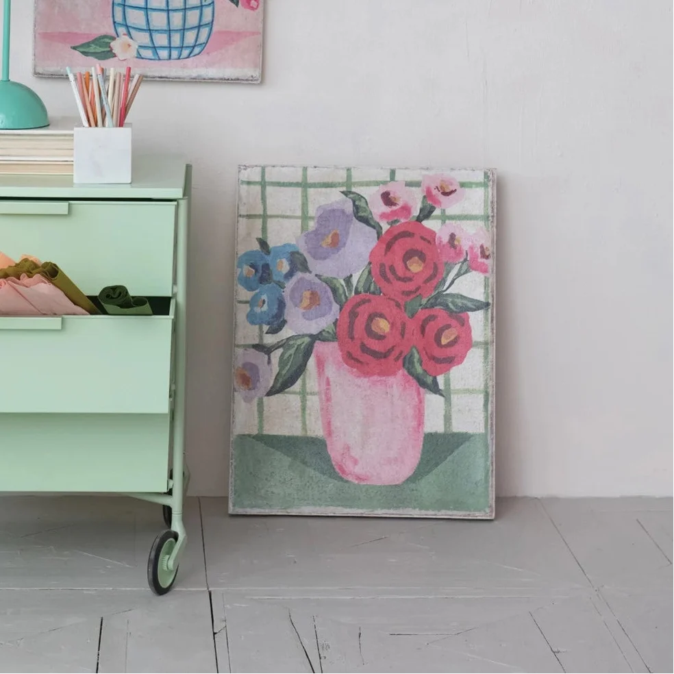 Canvas Wall Decor with Flowers in Vase