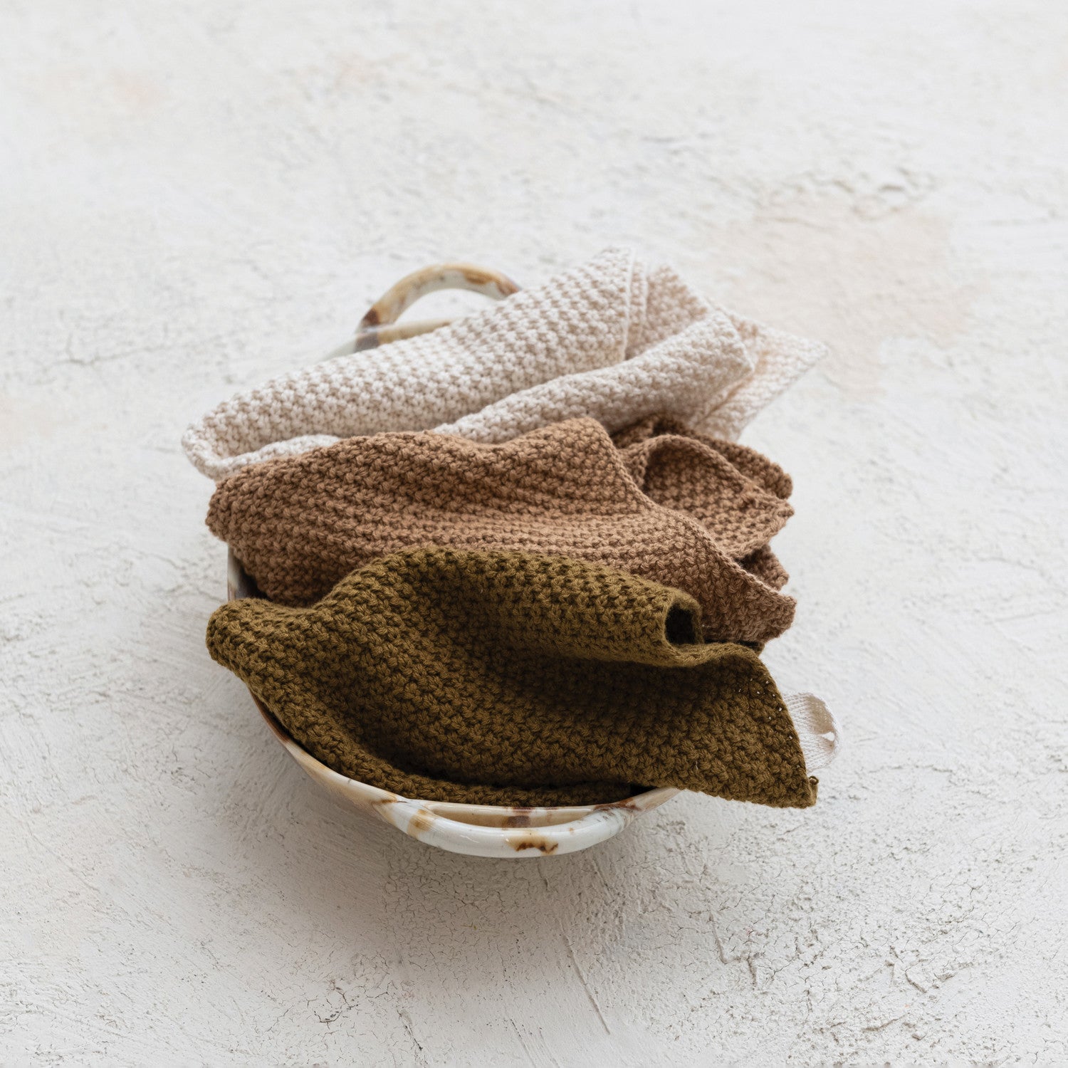 Cotton Knit Square Dish Cloths | Set of 3 Colors