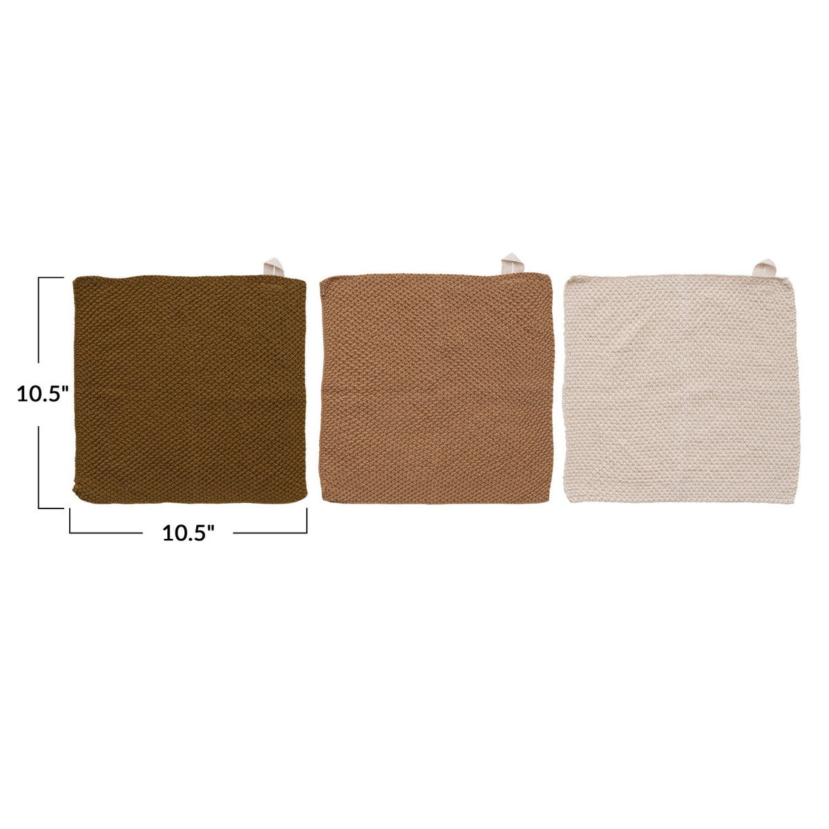 Cotton Knit Square Dish Cloths | Set of 3 Colors